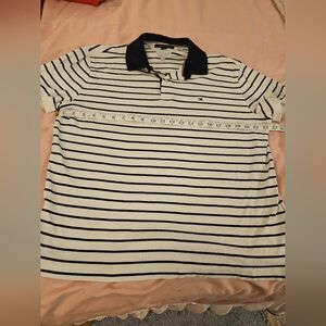 Tommy Hilfiger Men's Striped Polo‎ Shirt - Blue and White